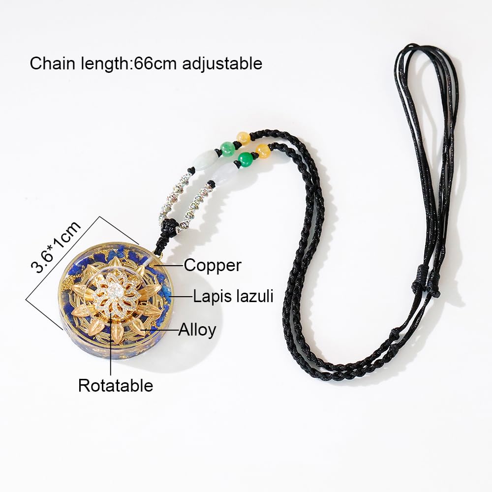 Lapis Lazuli Orgone Pendant Reiki Yoga Meditation Necklace Rotation Design Healing Stones Spirituality Jewelry (Style 3)