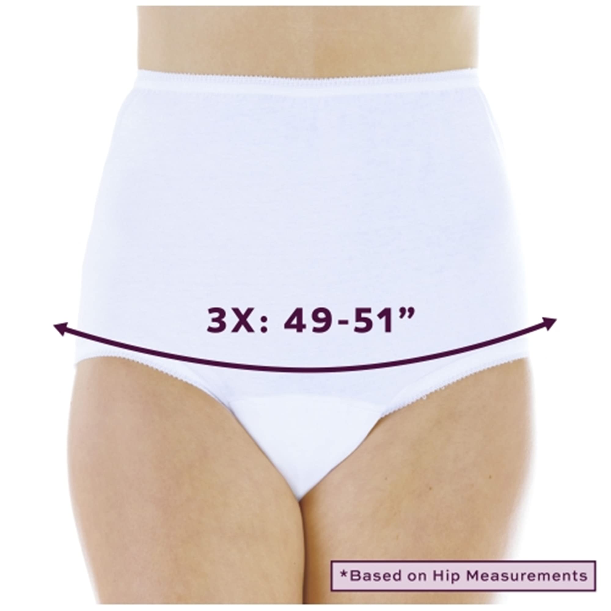 Wearever (3-Pack) Womens White Cotton Comfort Regular Absorbency (0.5 Cup) Incontinence Panties 3X (Fits Hip Sizes: 49-51)