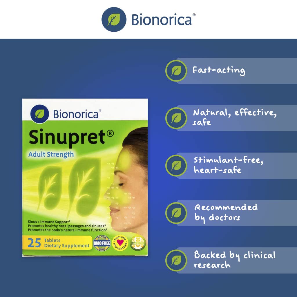 Bionorica Sinupret Adult Strength Sinus - Immune Support Supplement - All Natural - Herbal Nasal Passage & Immunity Boost - 25 T