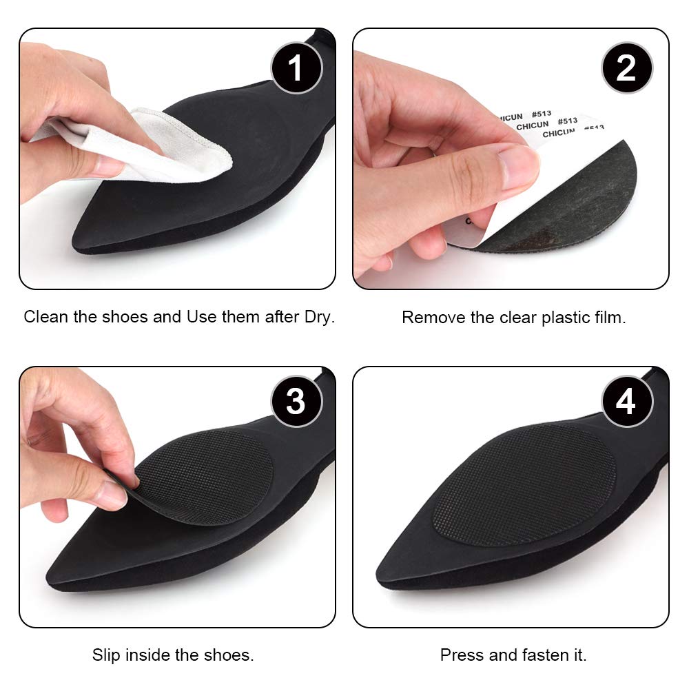 Dr. Shoesert Non-Slip Shoes Pads Adhesive Shoe Sole Protectors, High Heels Anti-Slip Shoe Grips (Black)