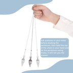 COMNICO Healing Crystal Pendulums, Aquamarine Spiritual Hexagonal Pointed Cone Resin Pendants with Chain, Divination Dowsing Too