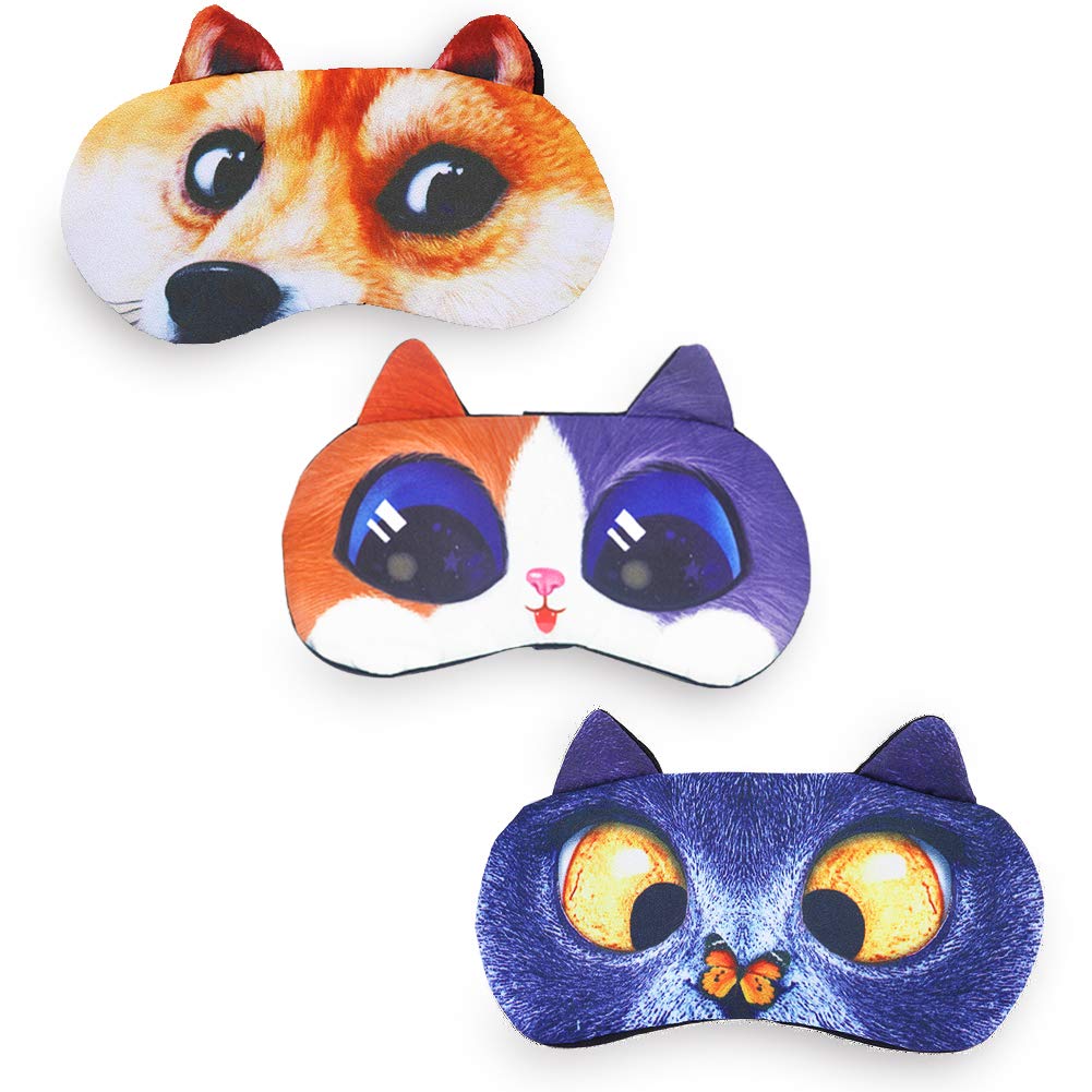 Tphon Sleep Mask for Adult Kids Boys Girls Funny Blindfolds Soft Cute Animal Sleeping Masks with Adjustable Strap for Travel Nap