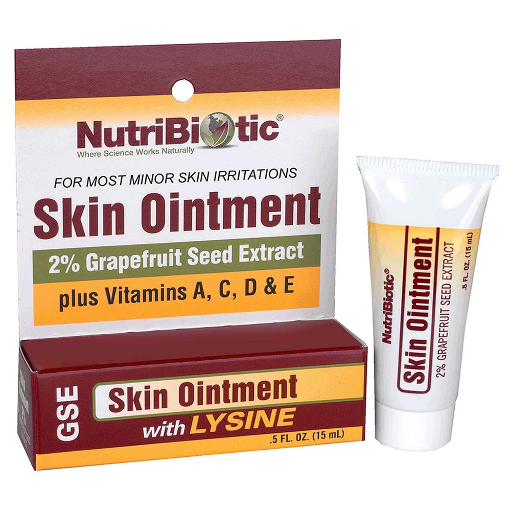 NutriBiotic - Skin Ointment .5 Fl Oz | with GSE, Lysine, Beeswax, Echinacea, Goldenseal, Vitamin E & More | for Minor Skin Irrit