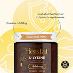 Herstat L-Lysine 1500mg | High Potency Essential Amino Acid, Vegetable Tablets, 120ct