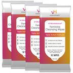 vH essentials Feminine Cleansing Wipes, 32 ct. 4 pk - pH Balanced, Prebiotics, Tea Tree & Aloe, Soothing Witch Hazel, Odor-Block