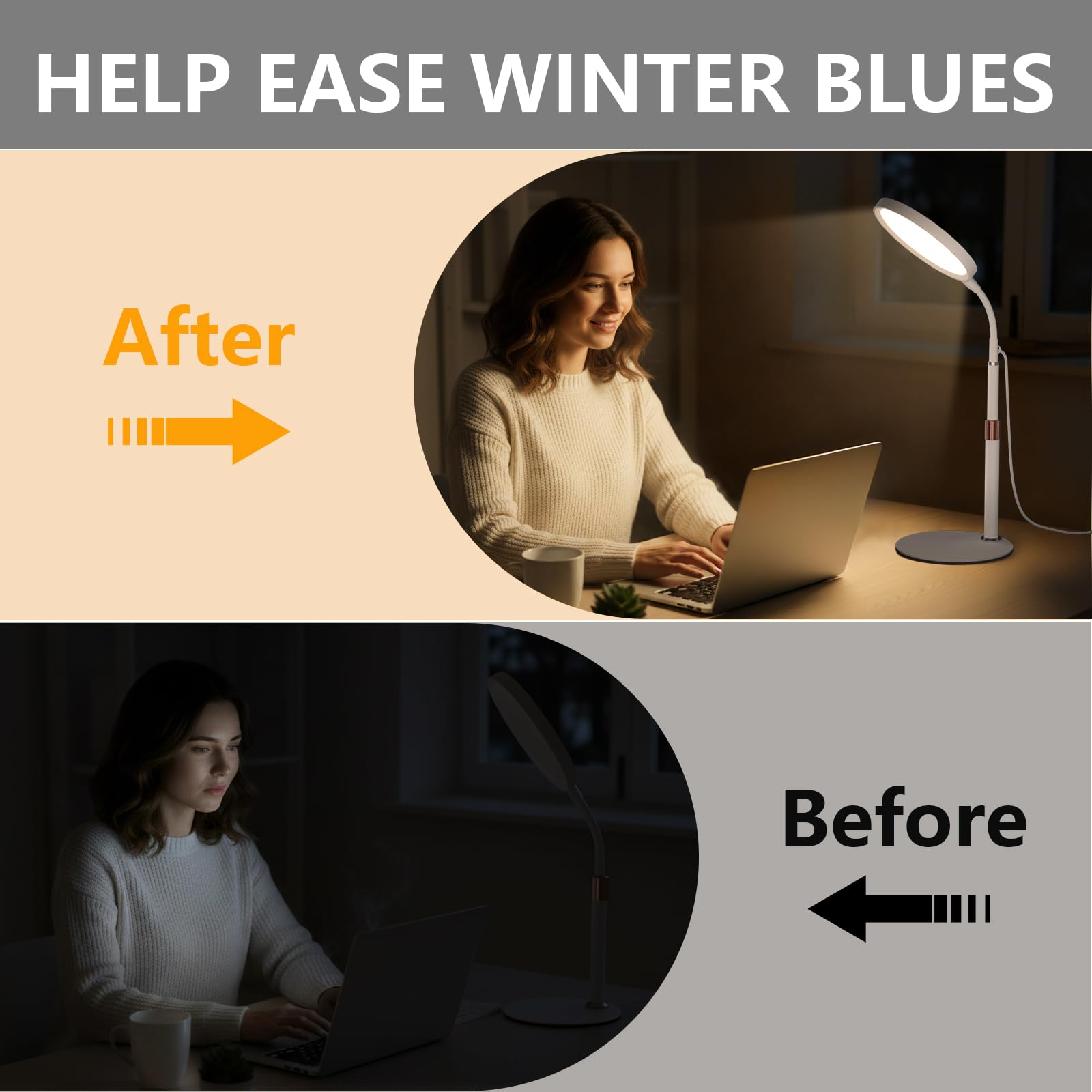 YKoliron Light Therapy Lamp, LED Sunlight Lamp, 10000 Lux Full Spectrum Happy Therapy Desklamp with UV-Free,3 Color Temperature