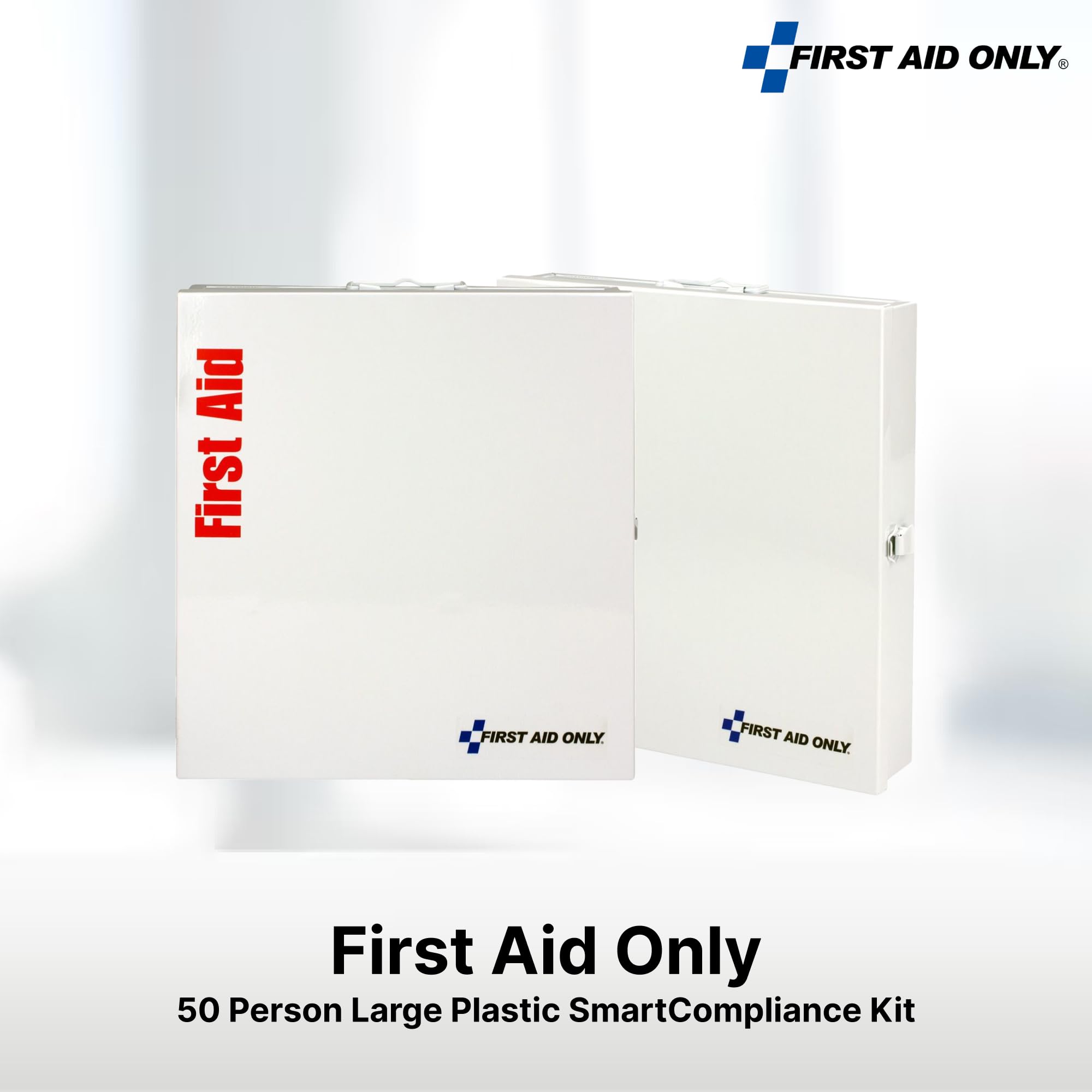 First Aid Only 50-Person SmartCompliance First Aid Kit for Businesses, ANSI A+ Compliant Metal First Aid Cabinet with Medication