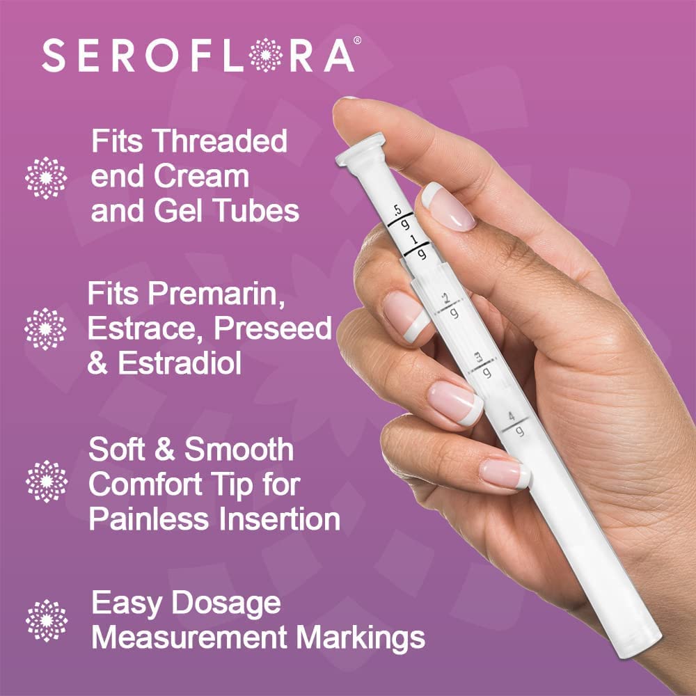 Seroflora Disposable Plastic Vaginal Applicators - Threaded End to Fit OTC Gels, Lubes or Creams Products - Exact Dosage Measure