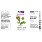 NOW Essential Oils, Marjoram Oil, Normalizing Aromatherapy Scent, Cold Pressed, 100% Pure, Vegan, Child Resistant Cap, 1-Ounce