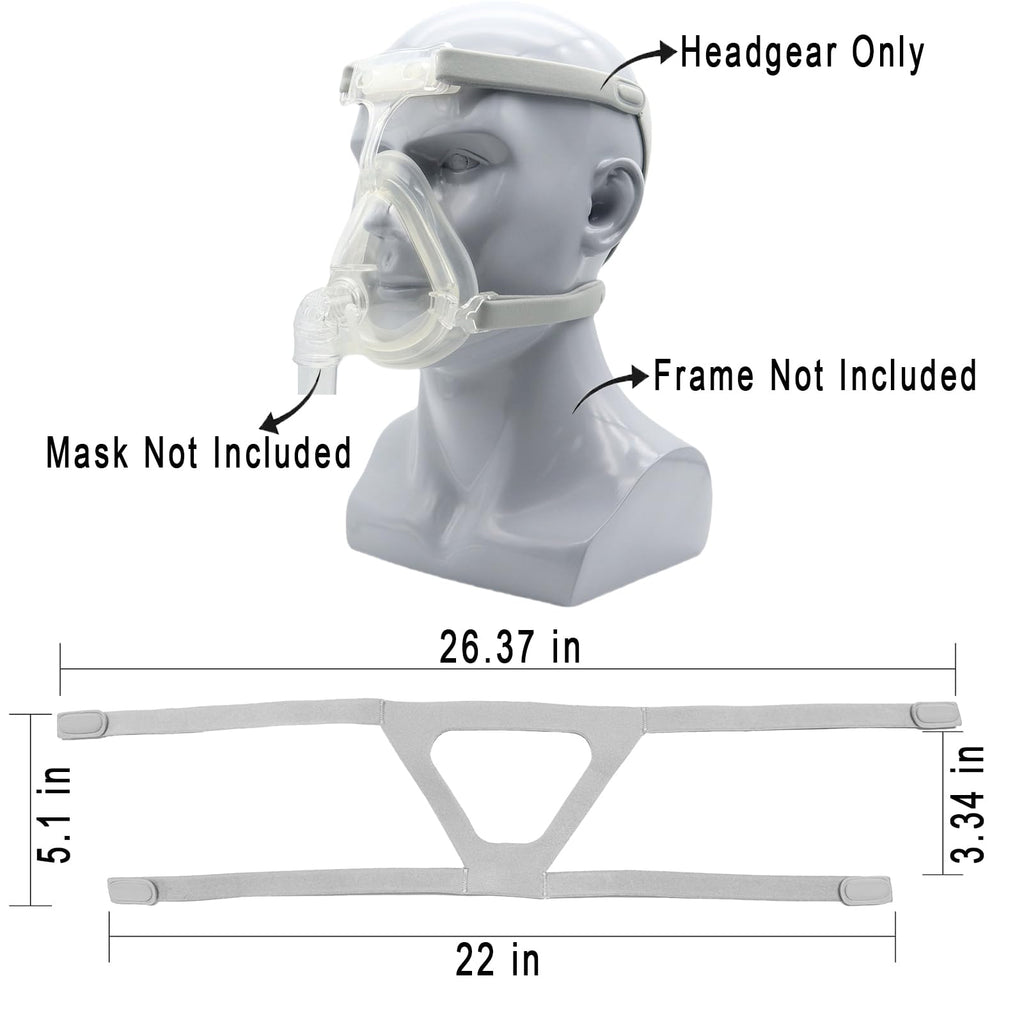 VINLINSKY Universal Replacement Headgear Strap Full Mask Replace Part, 4-Point Adjustable CPAP Headgear, CPAP Accessories for CP