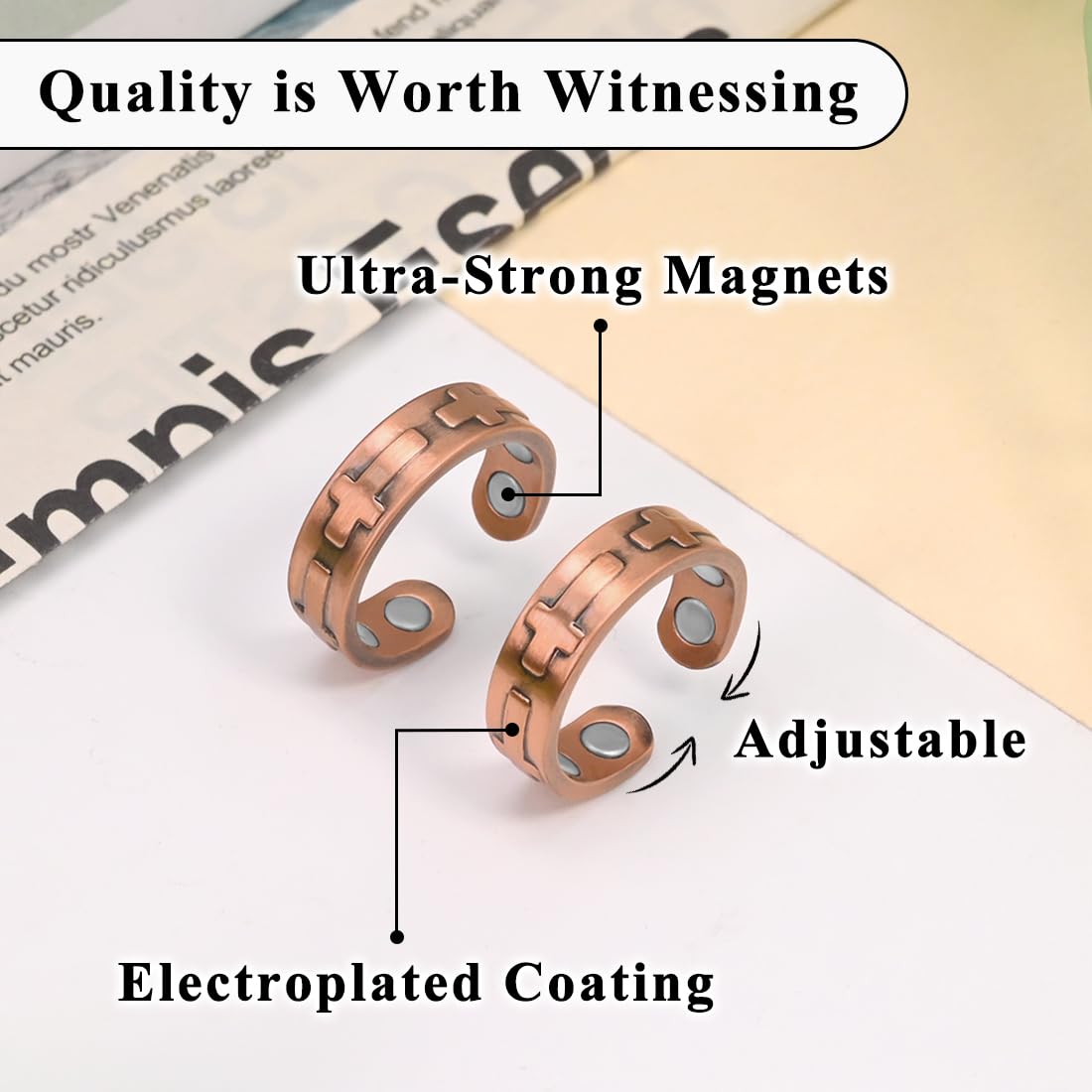 Vicmag Copper Magnetic Ring for Women, Copper Ring Ladies Fingers Thumb 100% Solid Pure Copper Jewelry Gift