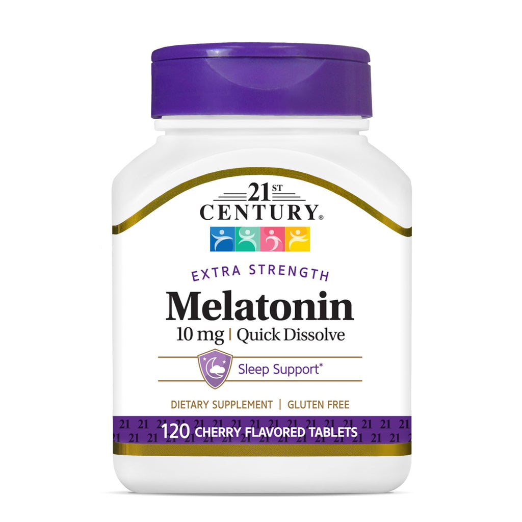 21st Century Melatonin 10mg Extra Strength, 120 Count, Quick Dissolving Sleep Aid for Adults, Promotes Relaxation and Restful Sl
