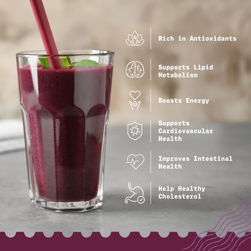 NaturaleBio Organic Acai Powder - 8oz Freeze Dried Acai Berry Powder (Freeze Dried) from Brazil - Dried Raw Food from Acai Fruit