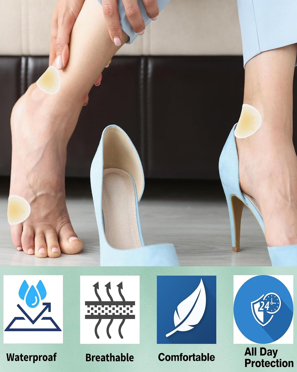 MYMULIKE Blister Bandages, 33 Count Hydrocolloid Blister Pads for Feet, Fingertip, Hand, Heel, Toe with Invisible Gel Cushions f
