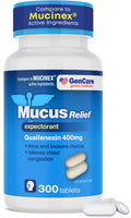 GenCare Mucus Relief Expectorant Guaifenesin 400 mg 300 Tablets Value Pack - Fast Acting Thinning of Mucus for Colds, Chest Cong
