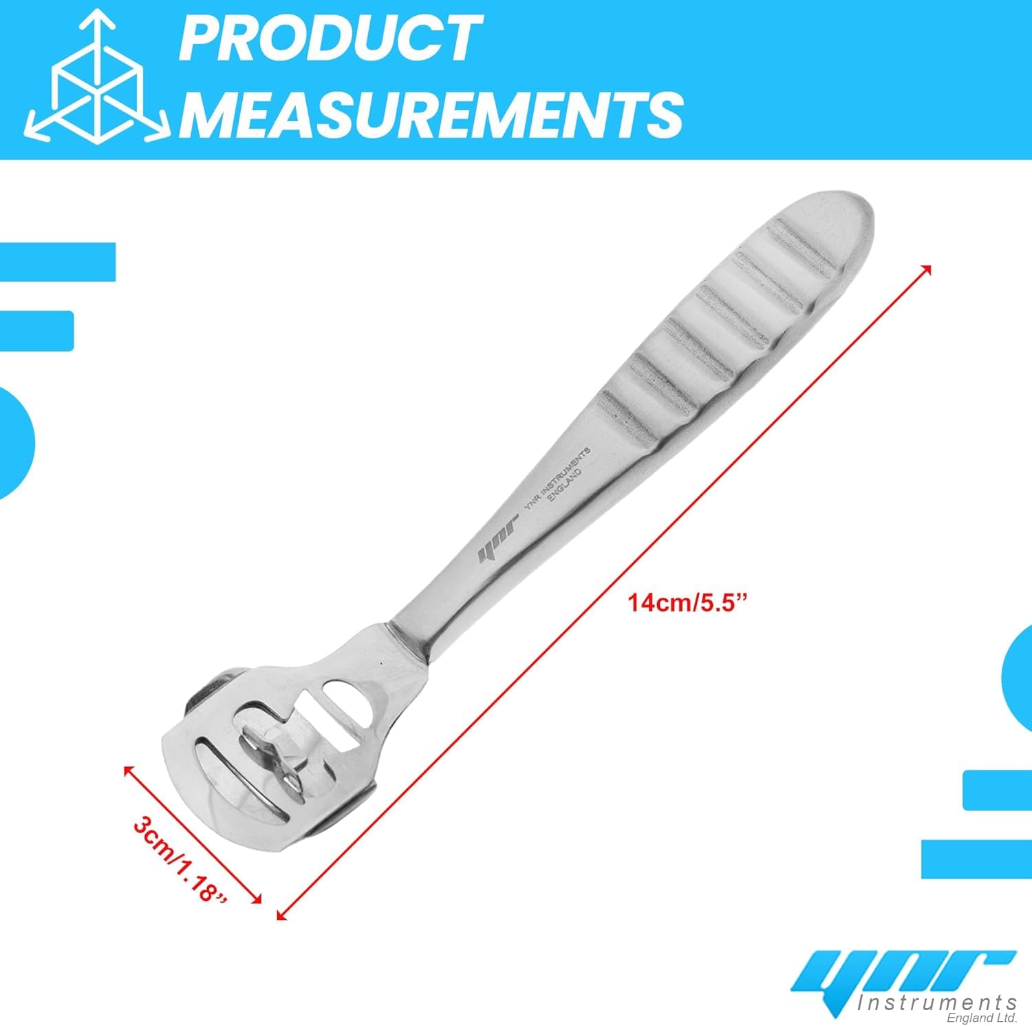 YNR Stainless Steel Foot Scraper & Callus Shaver for Feet, Pedicure Hard Skin Remover Tool with Callus Shaver Blades, Foot File