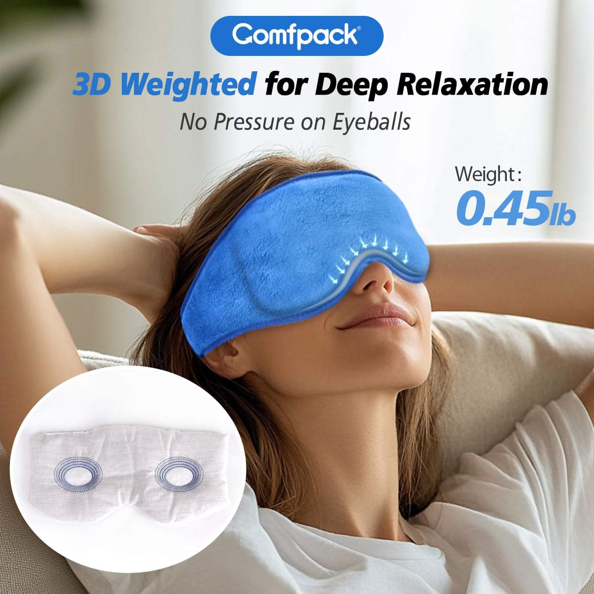Comfpack Microwave Heated Eye Mask for Dry Eyes, Moist Eye Warm Compress for Dry Eye Therapy Mask with Washable Cover, Cordless