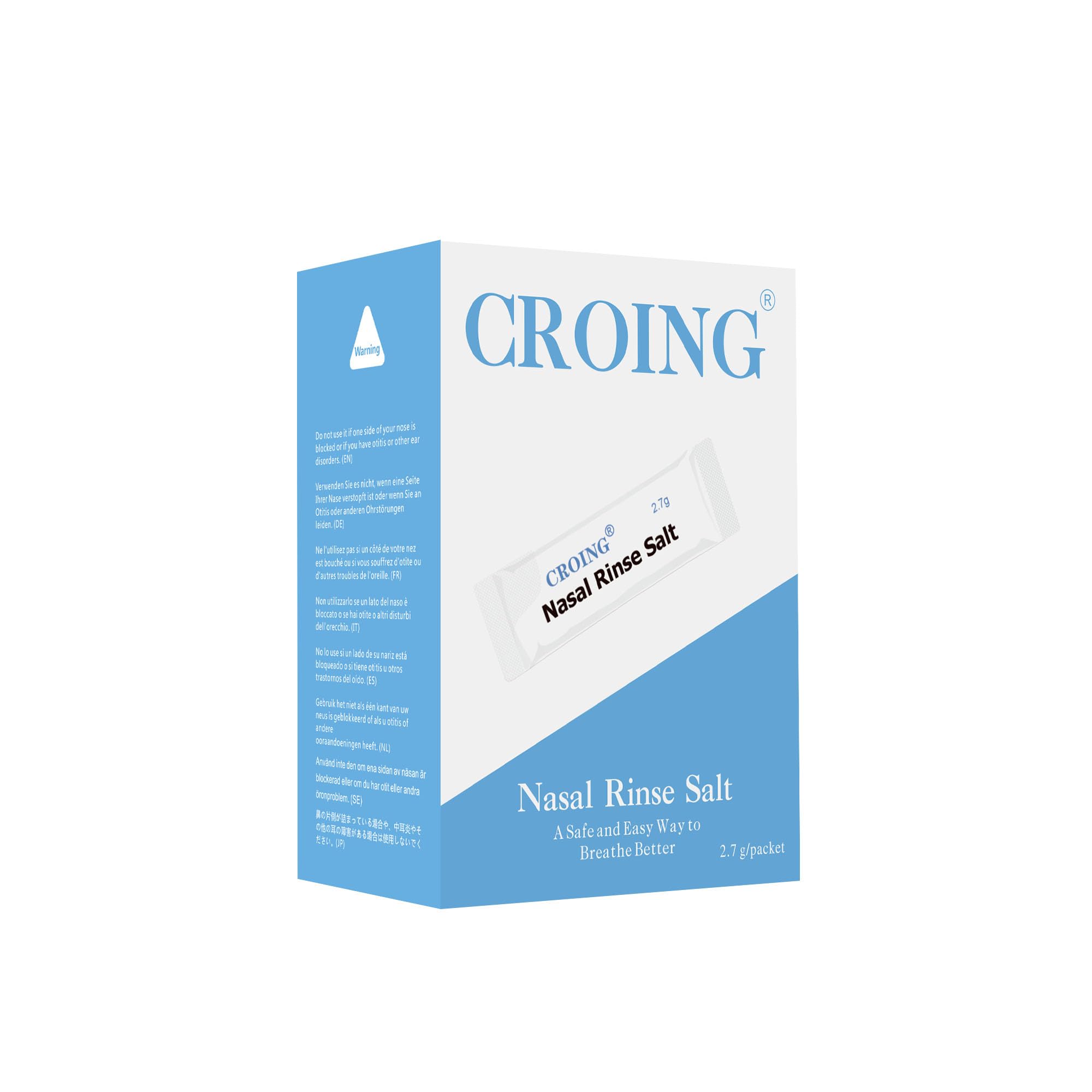Croing Sinus Rinse Refill Packets (160 Salt Packs) for Nasal Wash Irrigation Systems - Perfect for Sinus & Allergy Relief - Clea