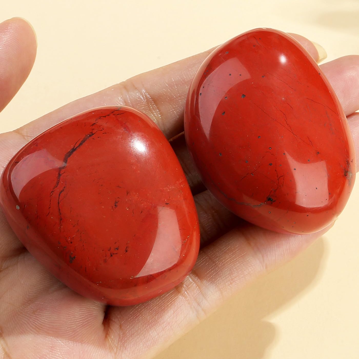 MAIBAOTA 1.6-2.0''Red Jasper Stone Large Red Stone Reiki Jasper Natural Tumbled Polished Stones for Energy Witchcraft Therapy Me