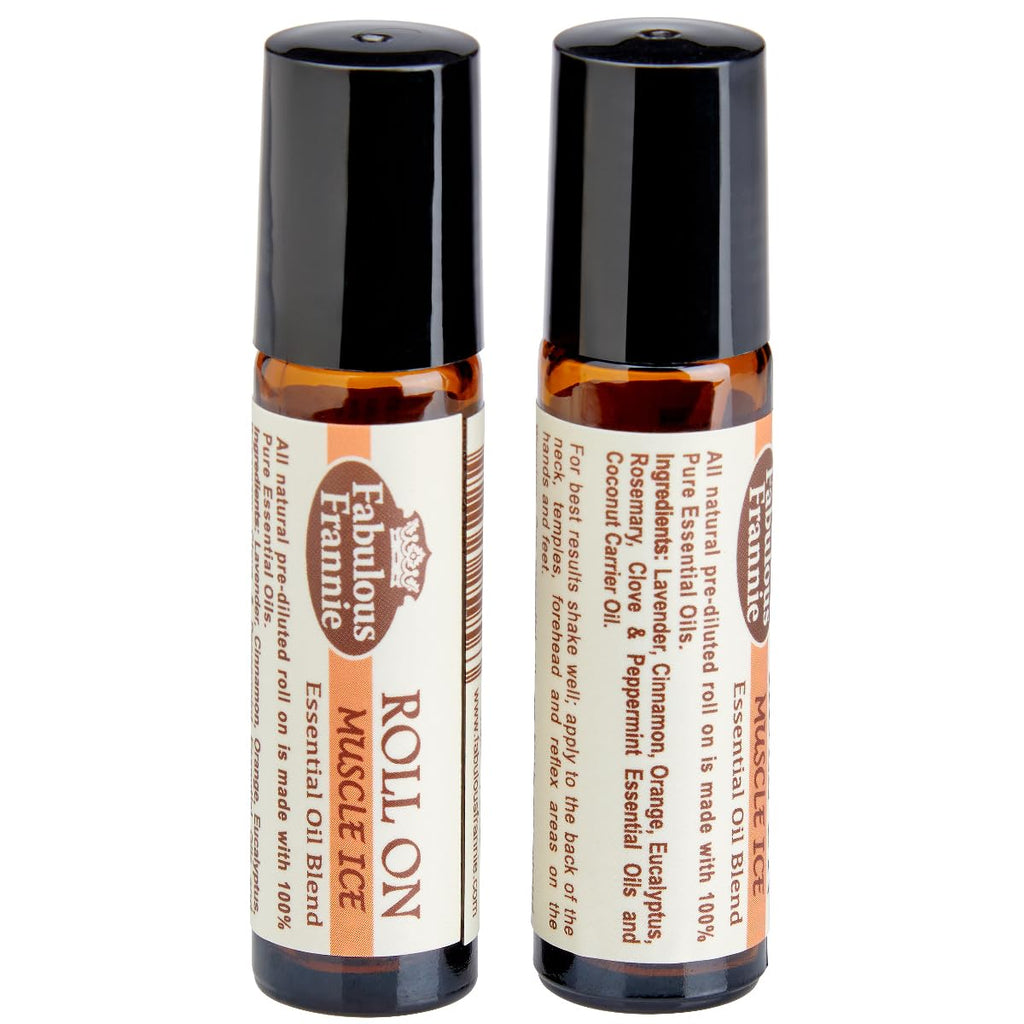Fabulous Frannie Muscle Ice (Formally Aches and Pains) Pre-Diluted Blend Roll-On 10 ml Pure Essential Oils of Lavender, Cinnamon