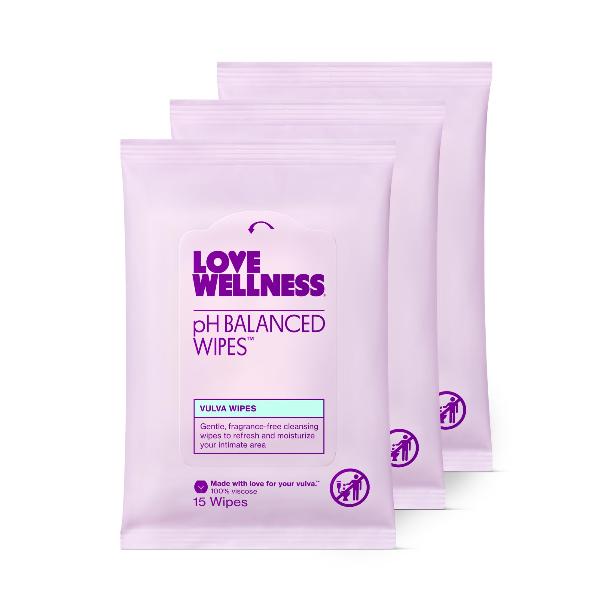 Love Wellness pH Balancing Wipes for Women | Fragrance-Free | Vulva Cleanser for Balanced pH, Intimate Health & Hygiene | Non-Ir