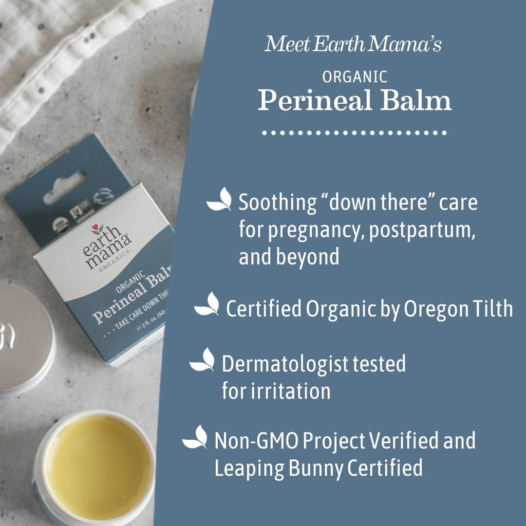 Earth Mama Organic Perineal Balm | Naturally Cooling Herbal Salve for Pregnancy and Postpartum Relief with Witch Hazel & Calendu