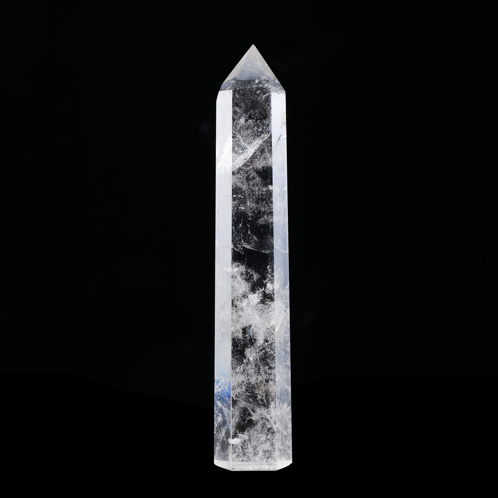 Apengshi Large Clear Quartz Natural Healing Crystal Tower 5.9-6.3 6 Faceted Single Point Chakra Crystal Wand Energy Meditation S