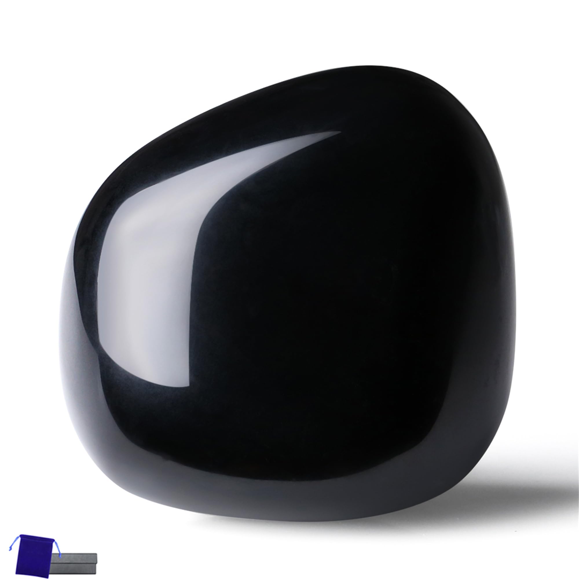 YATOJUZI 1.6''-2'' Black Obsidian Natural Crystals and Healing Stones Worry Stones Polished Rocks Pink Gemstones Palm Stone for
