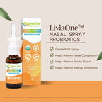 LiviaOne Probiotics Nasal Spray, All-Natural Sinus Relief, Helps with Allergies, Nasal Congestion, Runny Nose, and Sneezing, 1 F