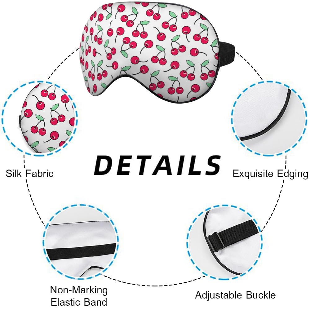NOHSHE Red Cherries Eye Mask Sleeping Mask Lovely Ripe Cherry Sweet Fruit Sleep Masks Silky Soft Eye Cover for Women Men Shading
