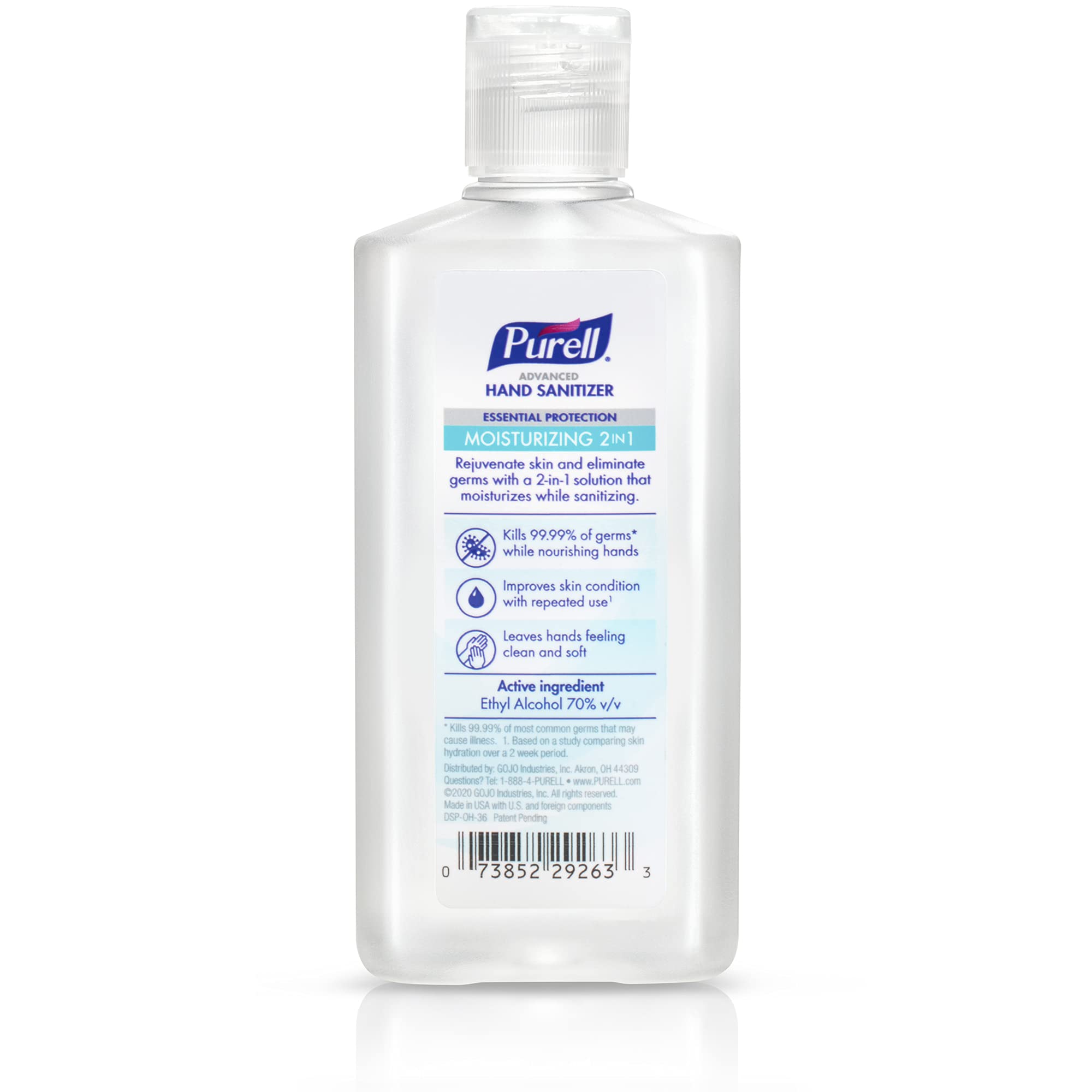 Purell 2in1 Moisturizing Advanced Hand Sanitizer Gel, 4 oz Portable Bottle with Flip-Top Cap (Pack of 6) - 3498-04-EC
