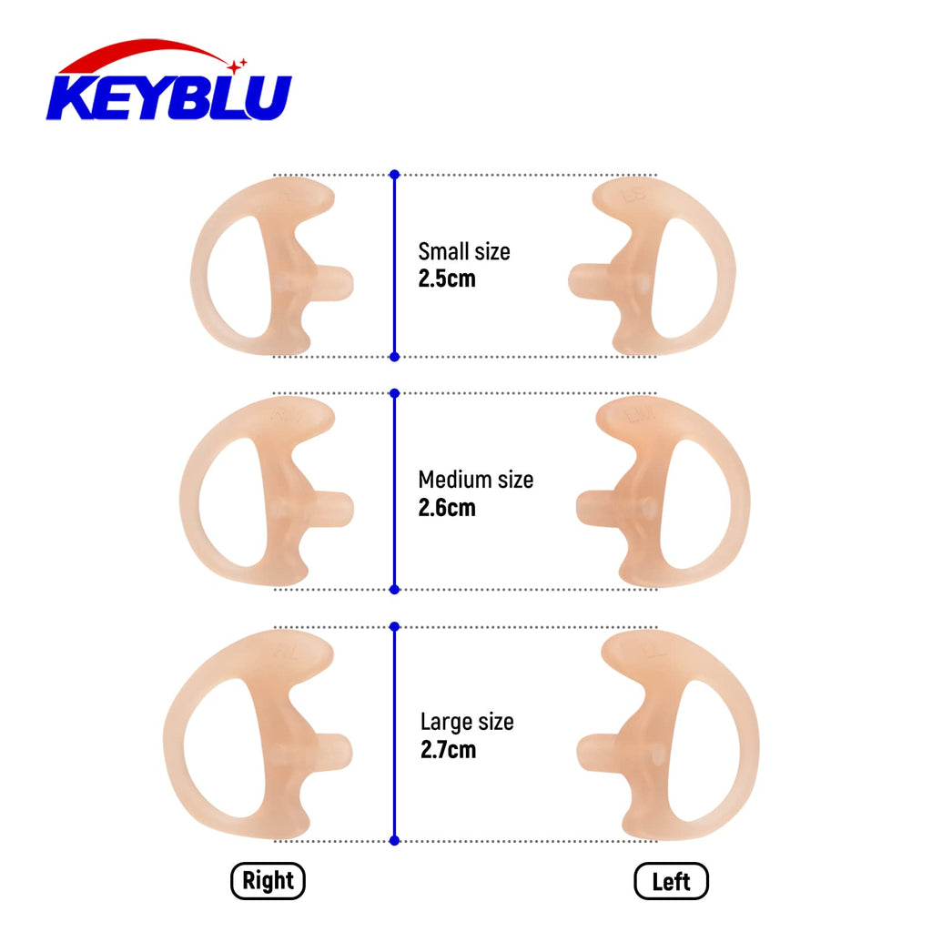 KEYBLU Universal Radio Replacement Earmold, Insert Soft Silicone Earmold Earbud Earplug for Two-Way Radio Coil Tube Audio Kits f
