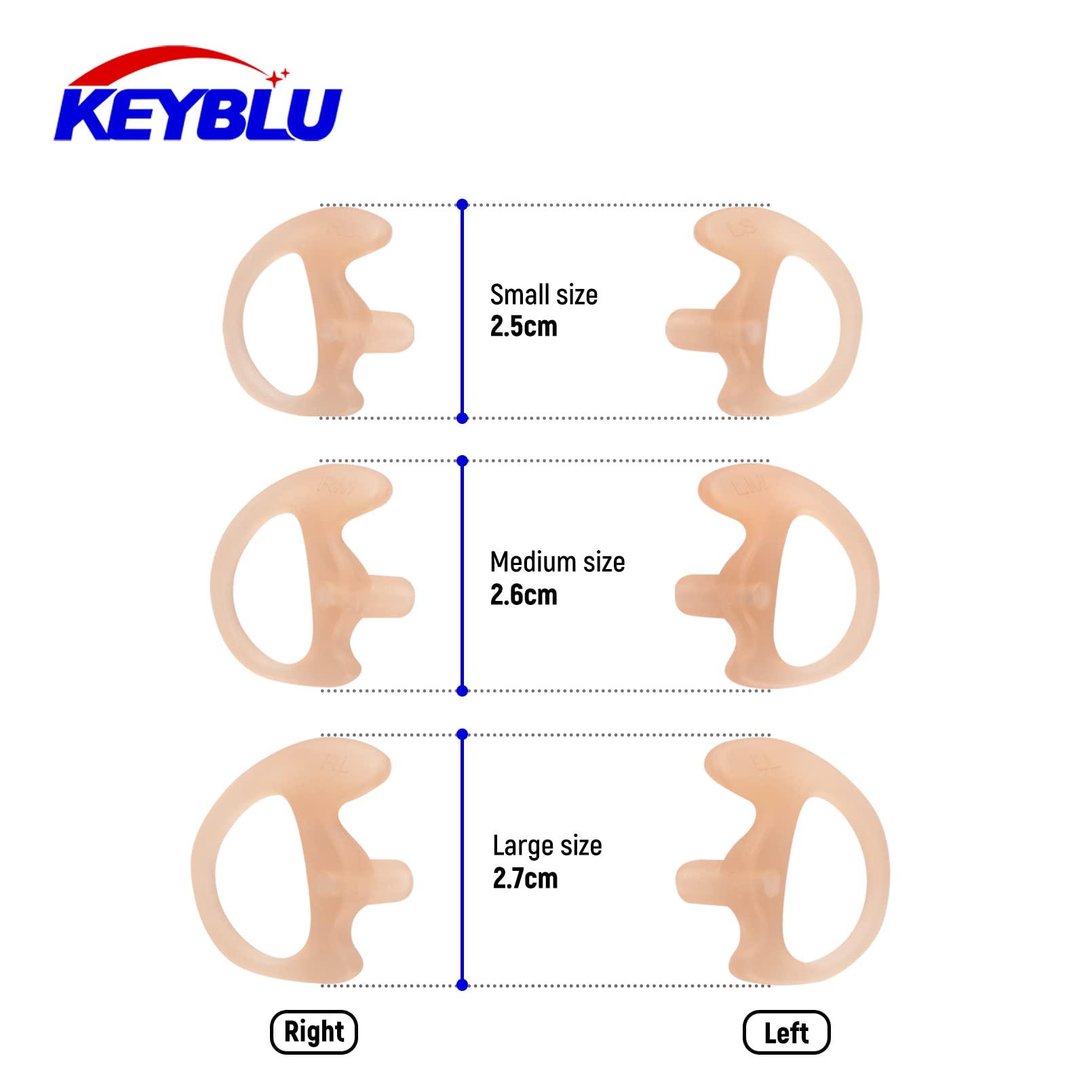 KEYBLU Universal Radio Replacement Earmold, Insert Soft Silicone Earmold Earbud Earplug for Two-Way Radio Coil Tube Audio Kits f