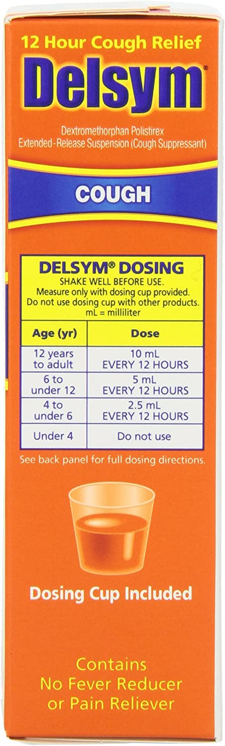Delsym Adult 12 Hr Cough Relief Liquid, Orange, 15oz (3X5oz)