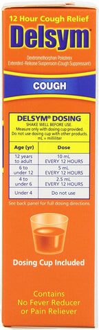 Delsym Adult 12 Hr Cough Relief Liquid, Orange, 15oz (3X5oz)