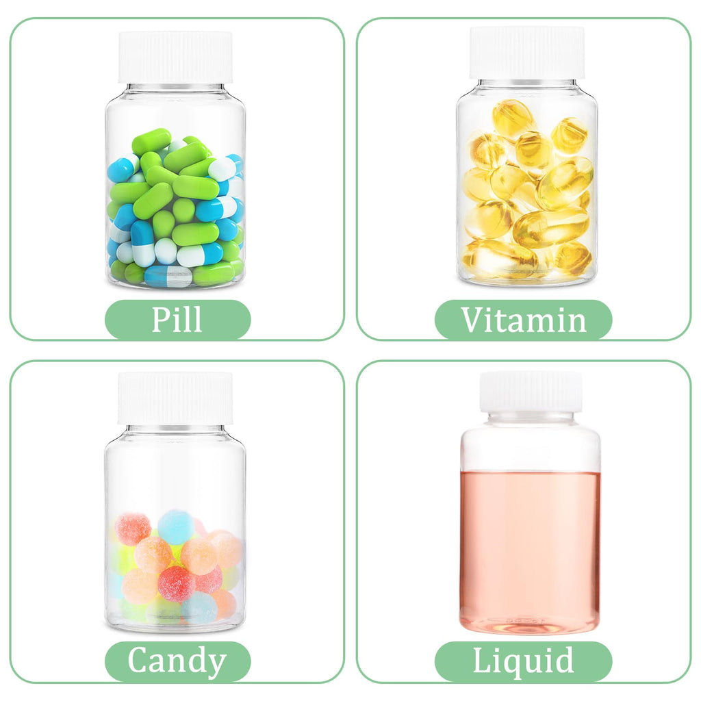 Sibba Clear Pill Bottle 6 Pcs Empty Medicine Organizers 80ML Plastic Dispenser Jar Powder Storage Transparent Reagent Containers