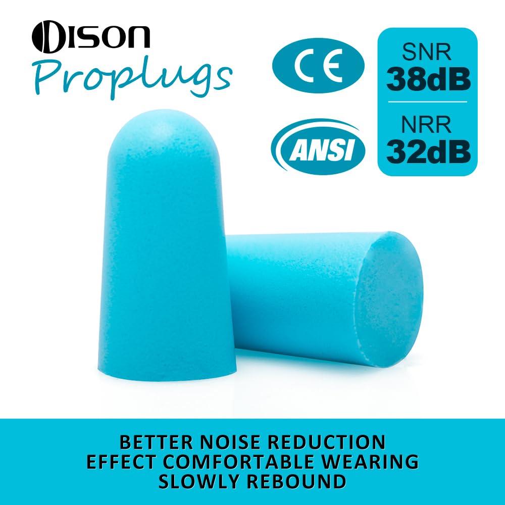 DISON Foam Ear Plugs, 100Pair 38dB Sleeping Earplug, Noise reducing for Work, Shoot, Travel, Focus, Concert, Block snoring