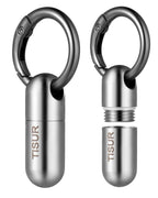 TISUR Micro Keychain Pill Holder, Titanium Pill Case Waterproof Pill Fob for Emergency Aspirin & Nitroglycerin for Travel Purse 