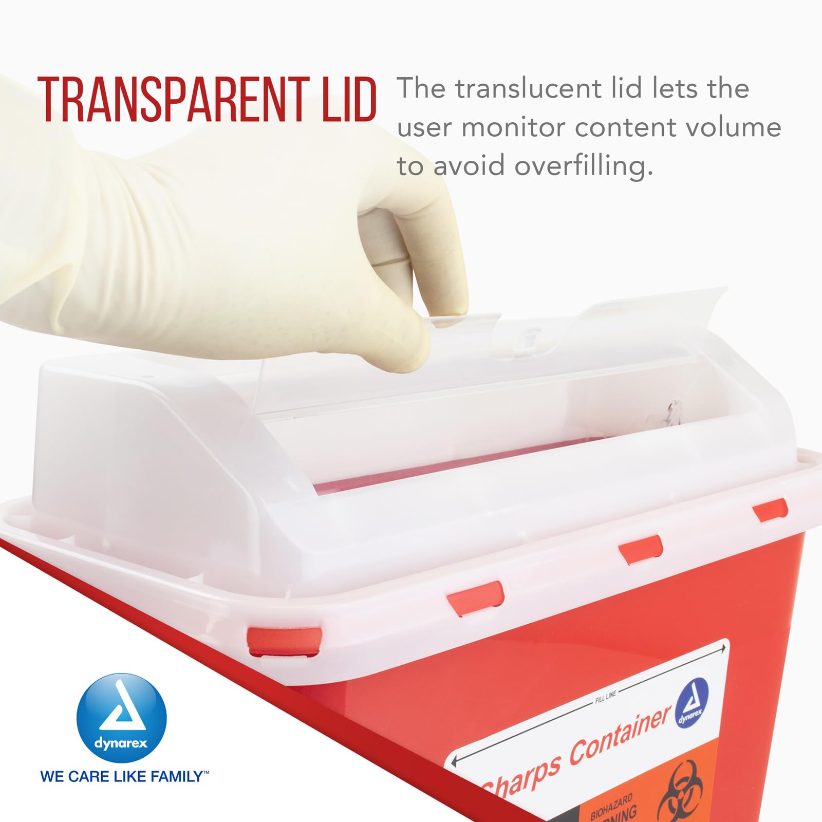 Dynarex 4628 Sharp Container, Provides a Safe Disposal of Medical Waste and Needles, Non-Sterile & Latex-Free, 3 Gallons, Made w