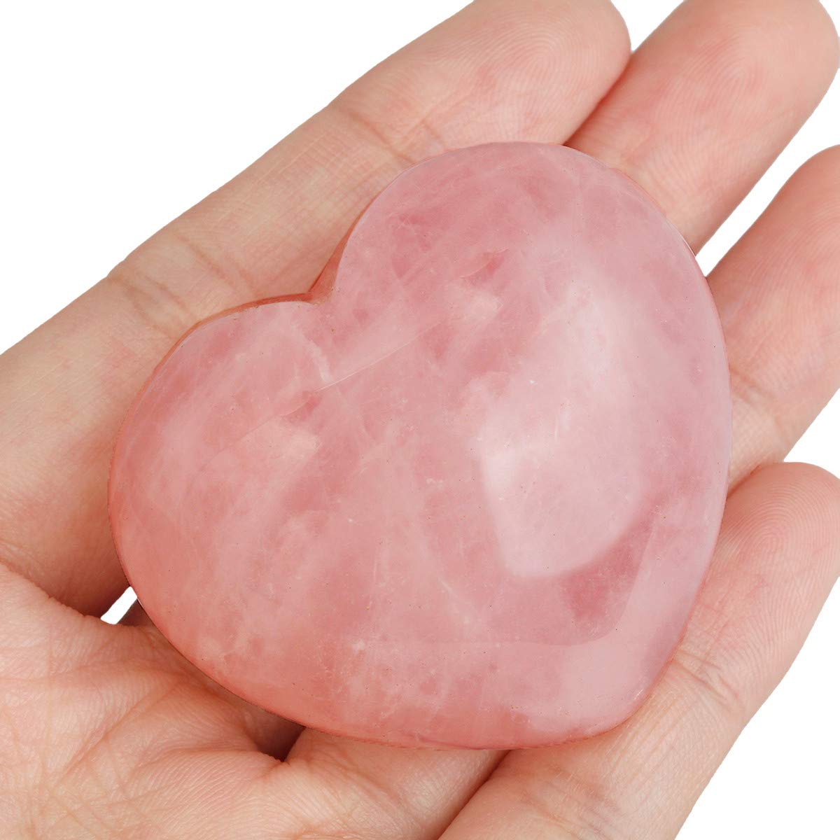 mookaitedecor Healing Crystals Rose Quartz Heart Love Worry Palm Stone Reiki Balancing 1.6 Inch