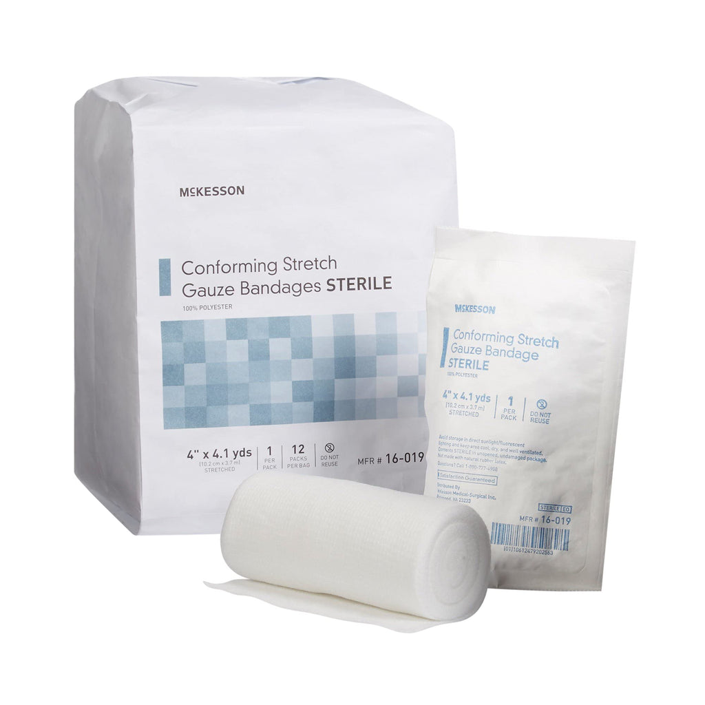 McKesson Conforming Stretch Gauze Bandages, Sterile, 4 in x 4 1/10 yd, 96 Count