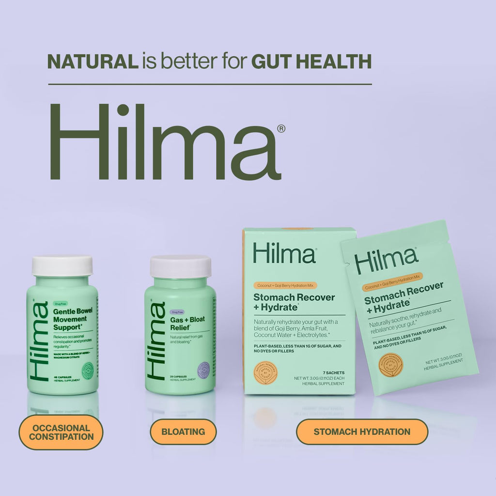 Hilma Gentle Bowel Movement Supplements with Magnesium Citrate, Natural and Gentle Laxatives for Constipation w/Magnesium Citrat