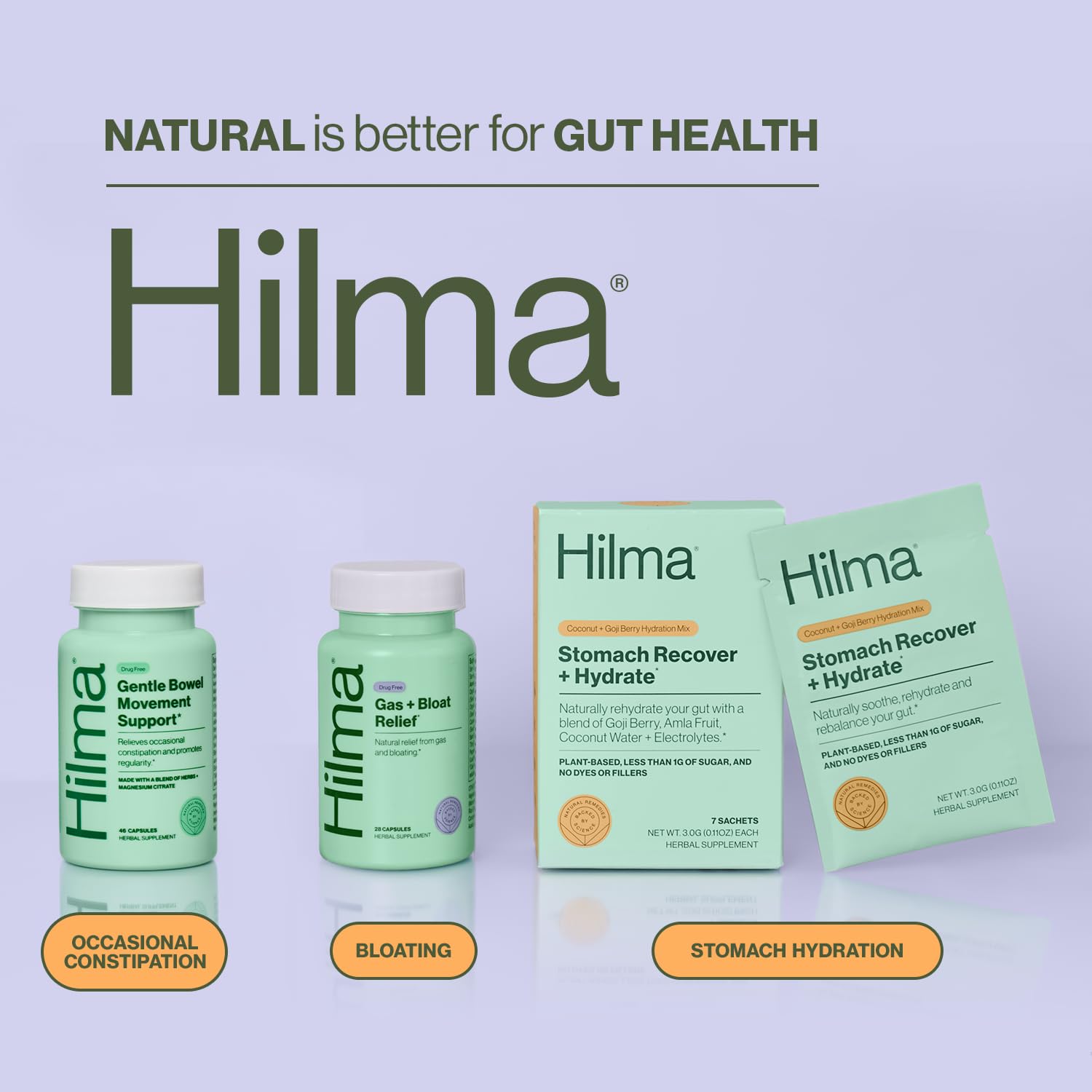Hilma Gentle Bowel Movement Supplements with Magnesium Citrate, Natural and Gentle Laxatives for Constipation w/Magnesium Citrat