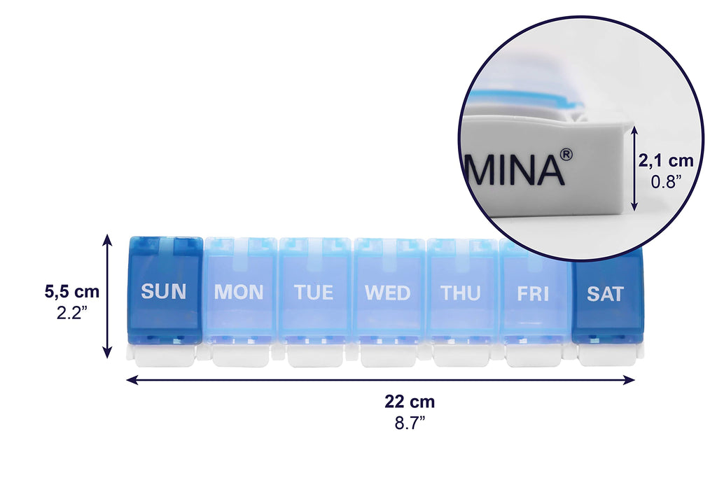 KMINA - Weekly Pill Organizer 1 Time a Day (Large), Boxes 7 Day, Container
