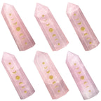 Amogeeli Wicca Moon Phase Rose Quartz Point Wand for Reiki Meditation, 6 Faceted Prism Healing Stone Decoration for Home & Offic