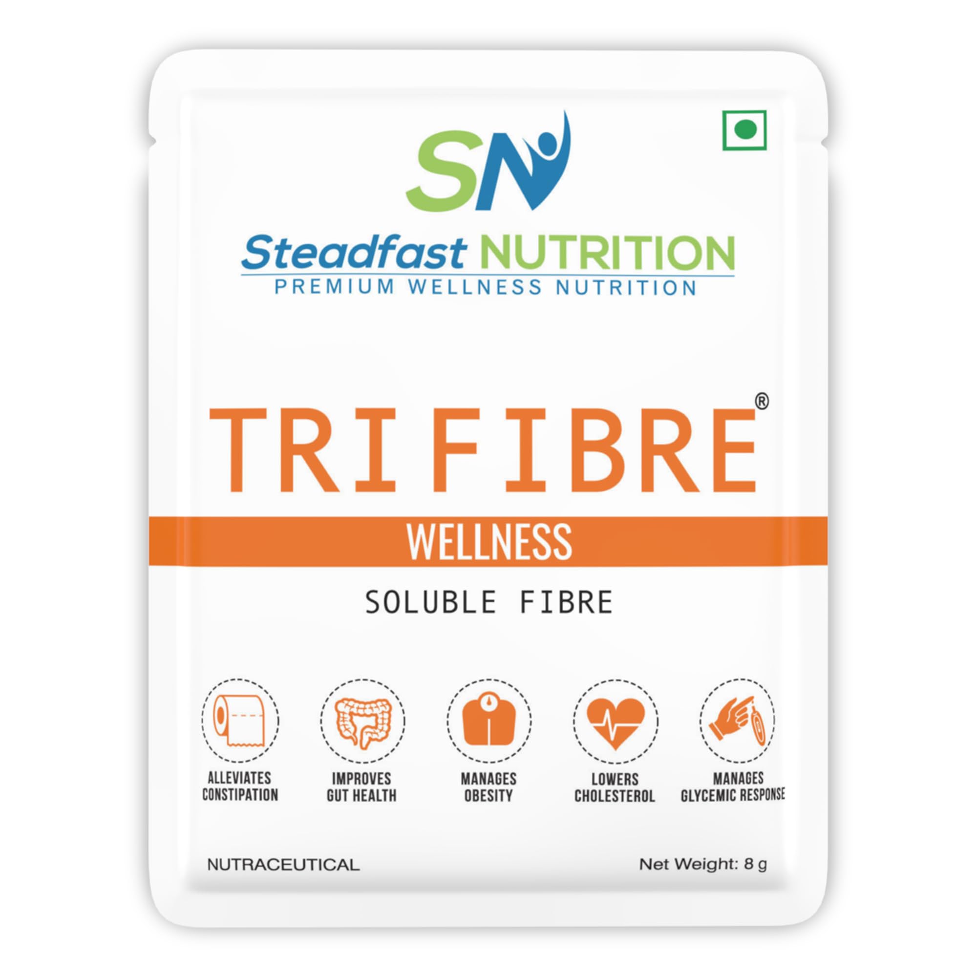 Steadfast Nutrition Tri Fibre Clear Soluble Fiber Supplement For Healthy Gut & Constipation Relief Gluten Free (Unflavoured 30 S