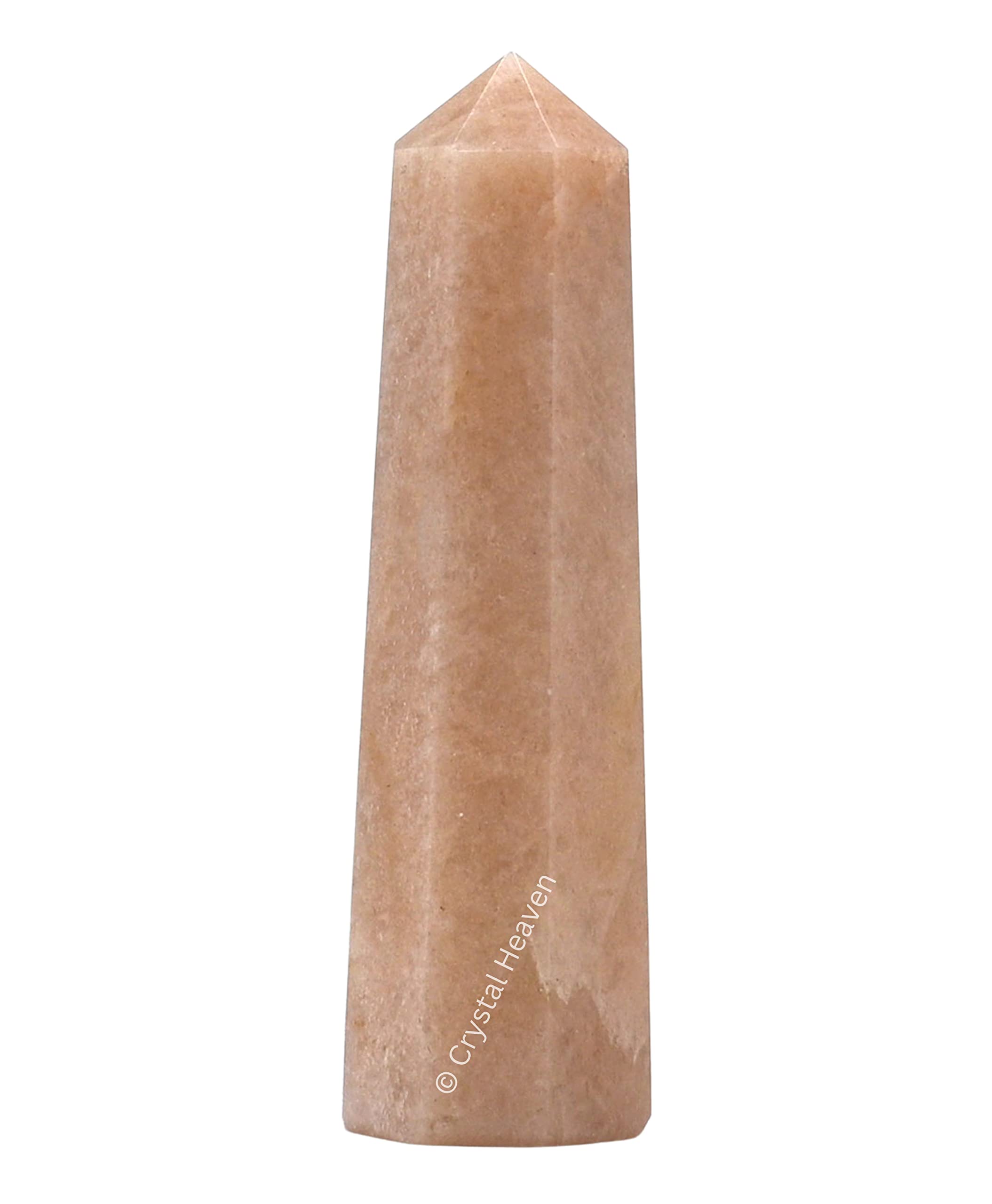 Crystal Heaven Cream Moonstone Crystal Tower Obelisk Point For Chakra, Healing And Balancing  Aaa Grade Original Certified Gems
