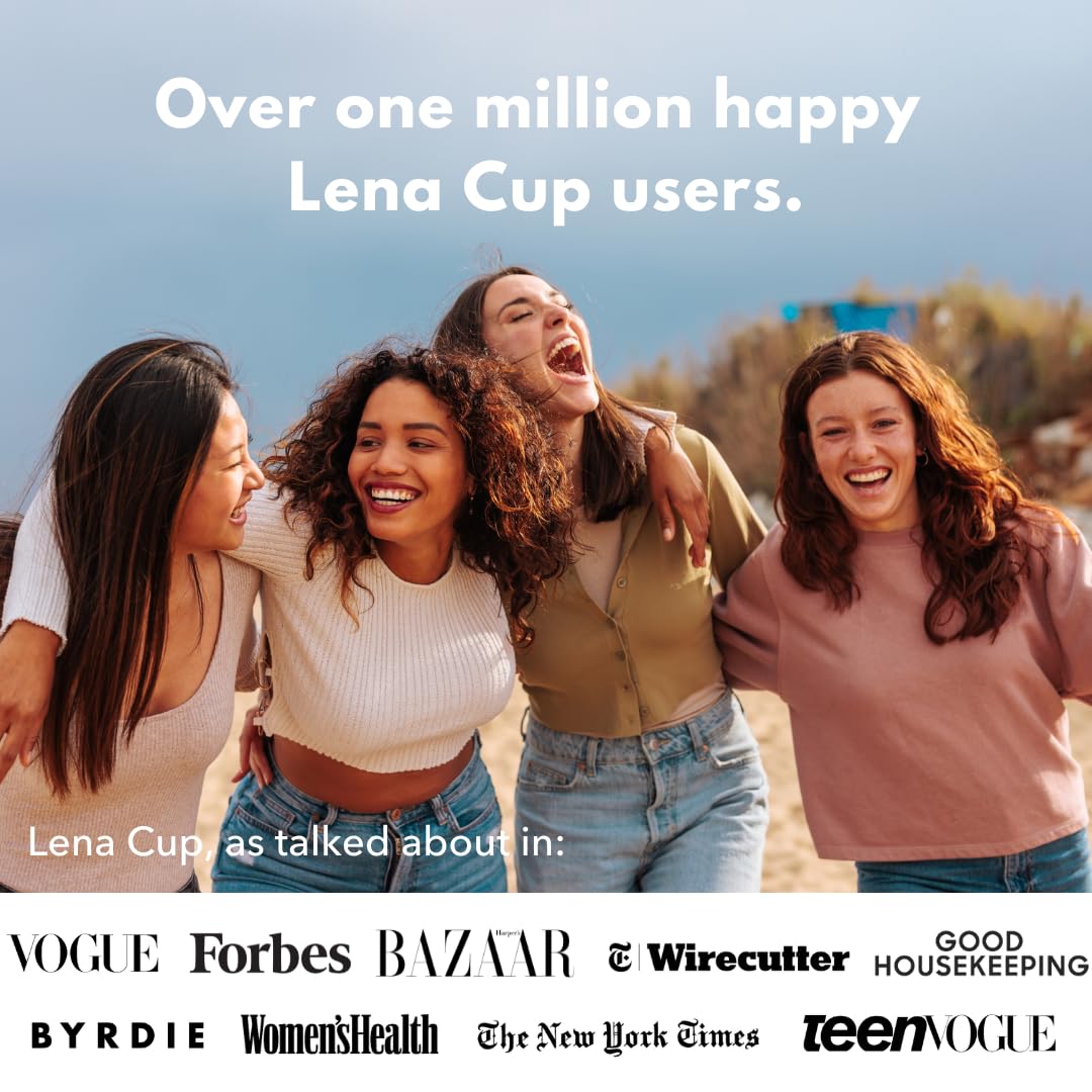Lena Menstrual Cup - Reusable, Soft Silicone Period Cup, Super Heavy Flow - Alternative to Tampons, Pads, Period Underwear - Per