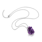 Jovivi Natural Amethyst Cluster Crystal Necklace for Women Men,Irregular Raw Rough Amethyst Quartz Stone Pendant Necklace Jewelr