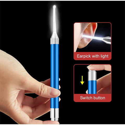 POZILAN Ear Picker Tweezers with LED Light - 8 Pack Ear Wax Removal Tool Cleaner Kit for Kids and Adults, Earwax Spoon Digger & 